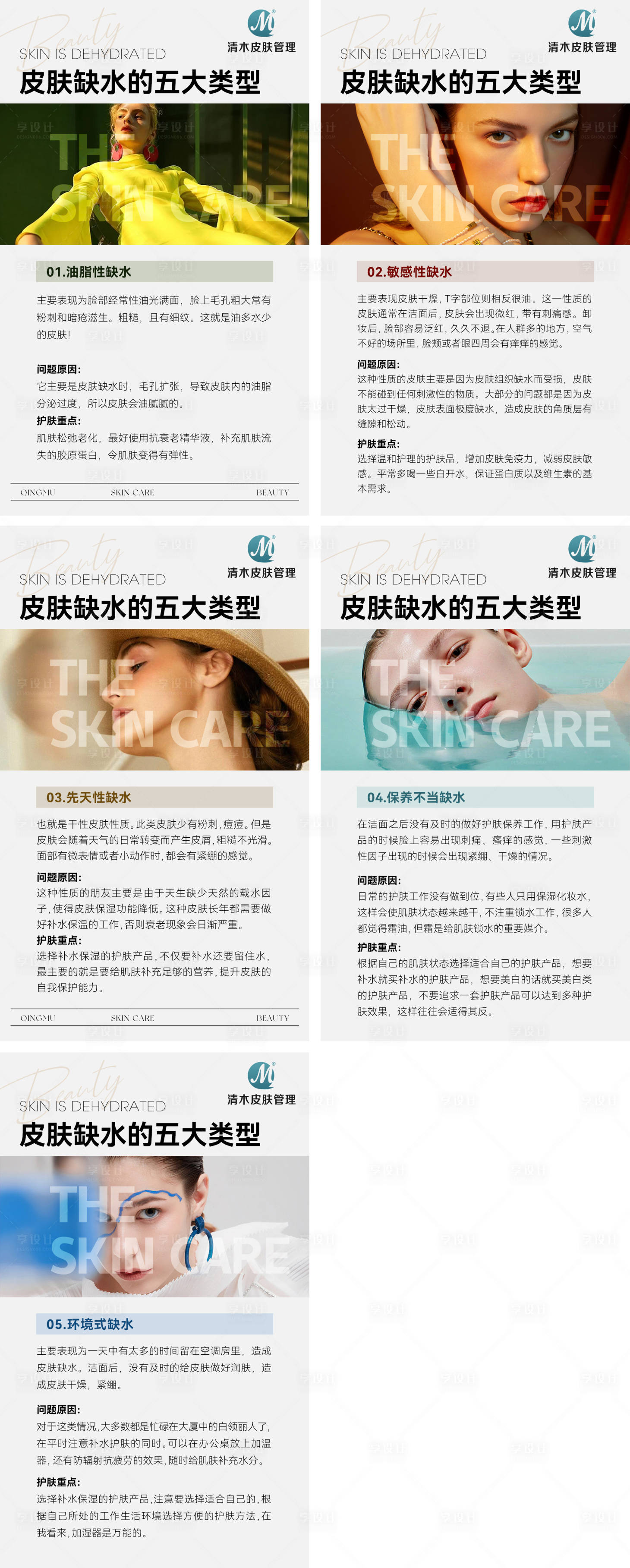 源文件下載【享設計】搜索編號：47030020606502043【醫美皮膚缺水的五大類型海報】