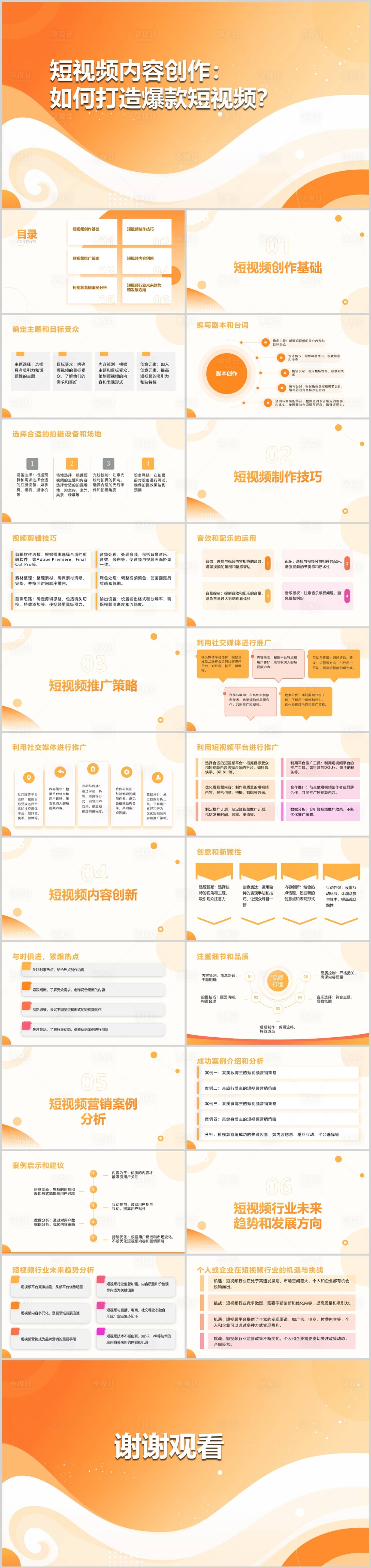 源文件下载【享设计】搜索编号：45950020299036296【短视频内容创作PPT】