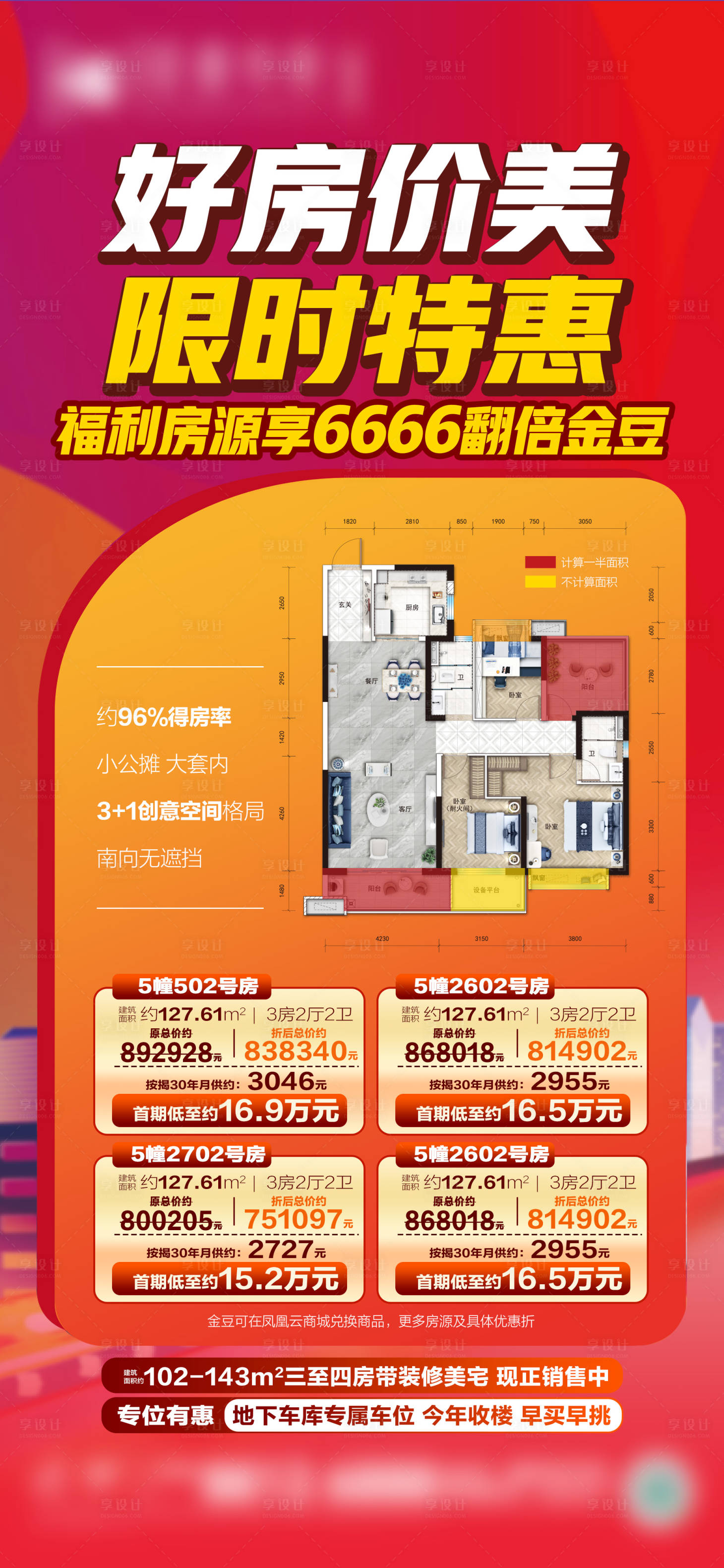 源文件下載【享設計】搜索編號：85670020460181236【優惠房源賣壓海報】