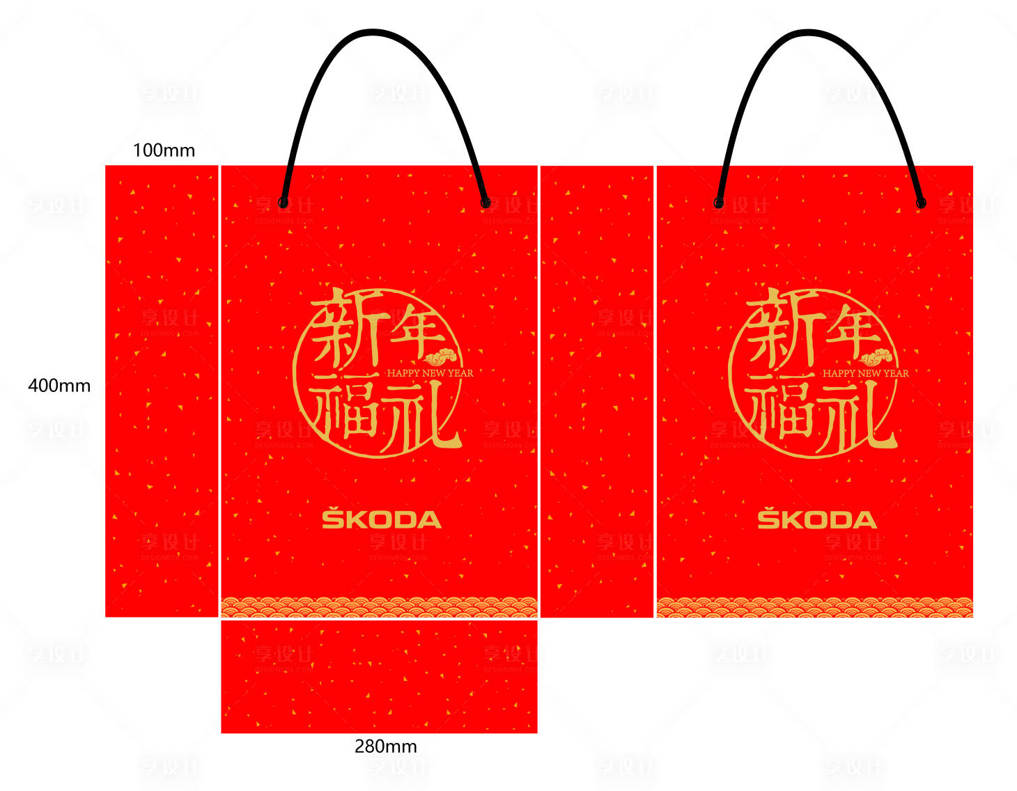 源文件下载【享设计】搜索编号：59790020589514525【2024年中国红手提袋包装设计】