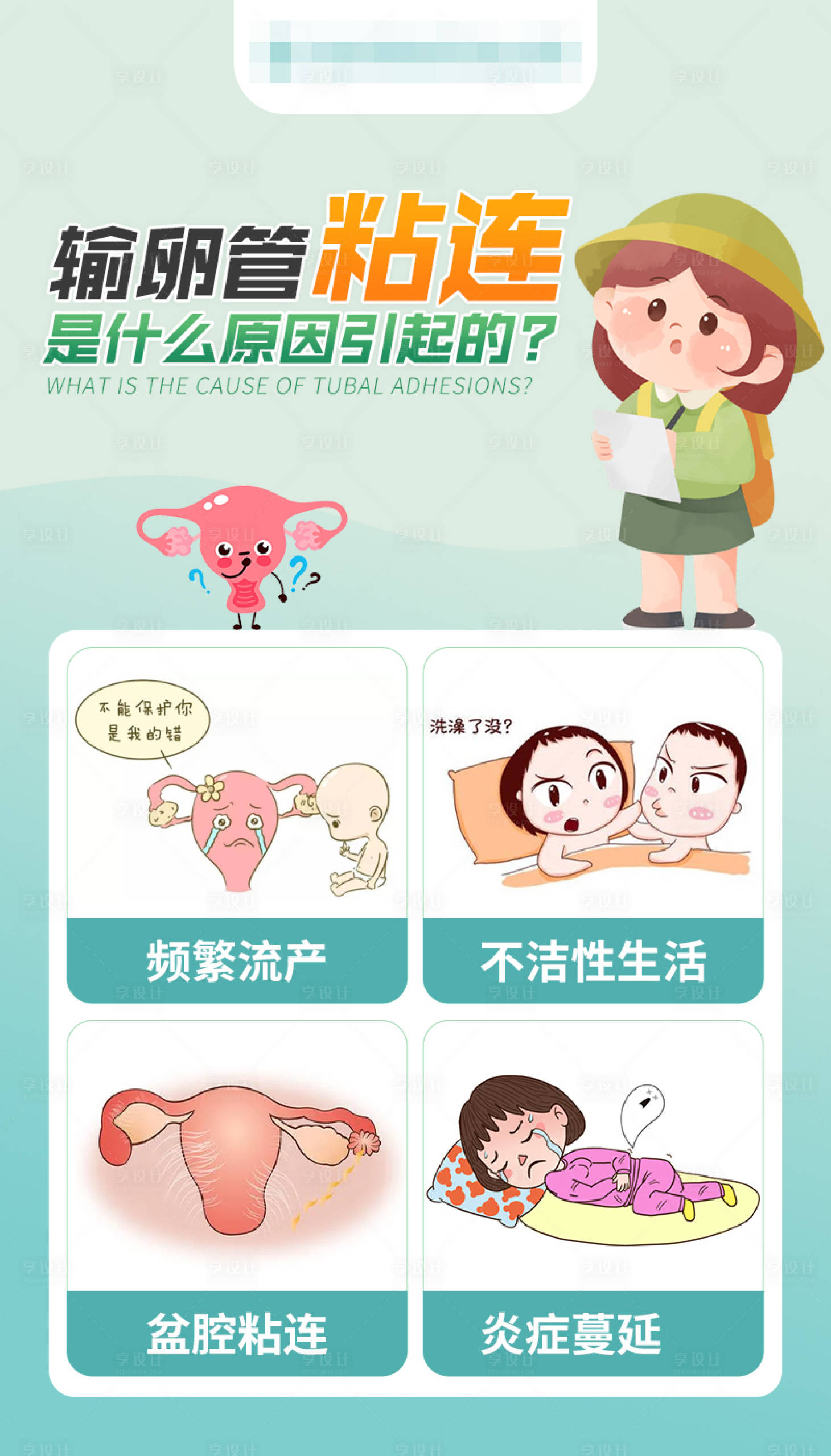 源文件下载【享设计】搜索编号：59520020262571864【输卵管粘连海报】