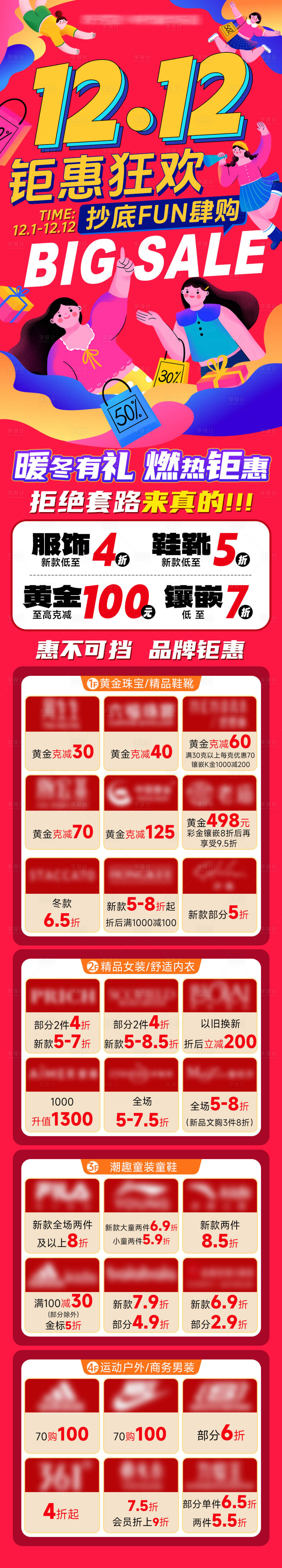 源文件下载【双十二商场购物促销活动插画推文长图】编号：74910020678663806
