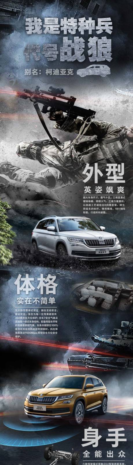 源文件下载【享设计】搜索编号：36940020355693951【特种兵汽车微信长图】