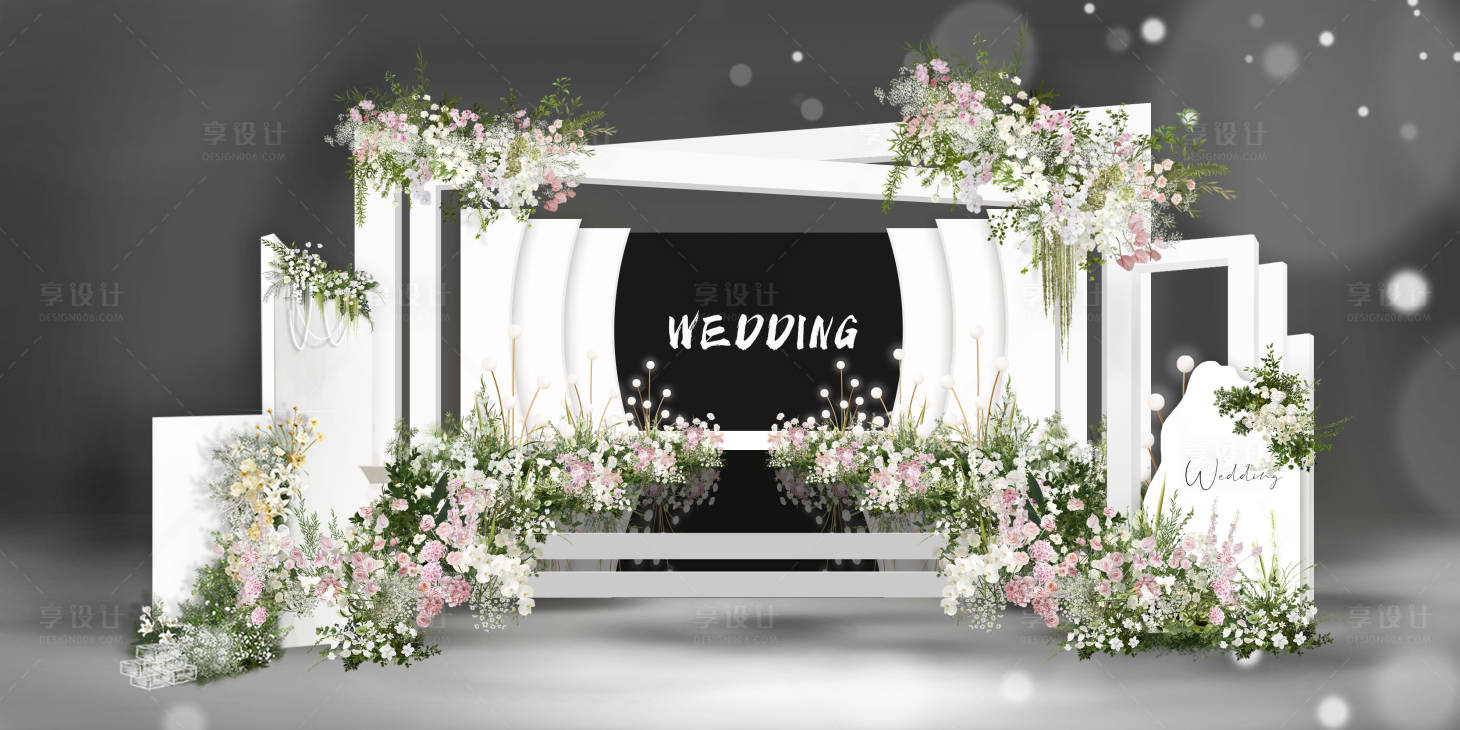 源文件下载【白绿粉浪漫婚礼】编号：23080020415671718