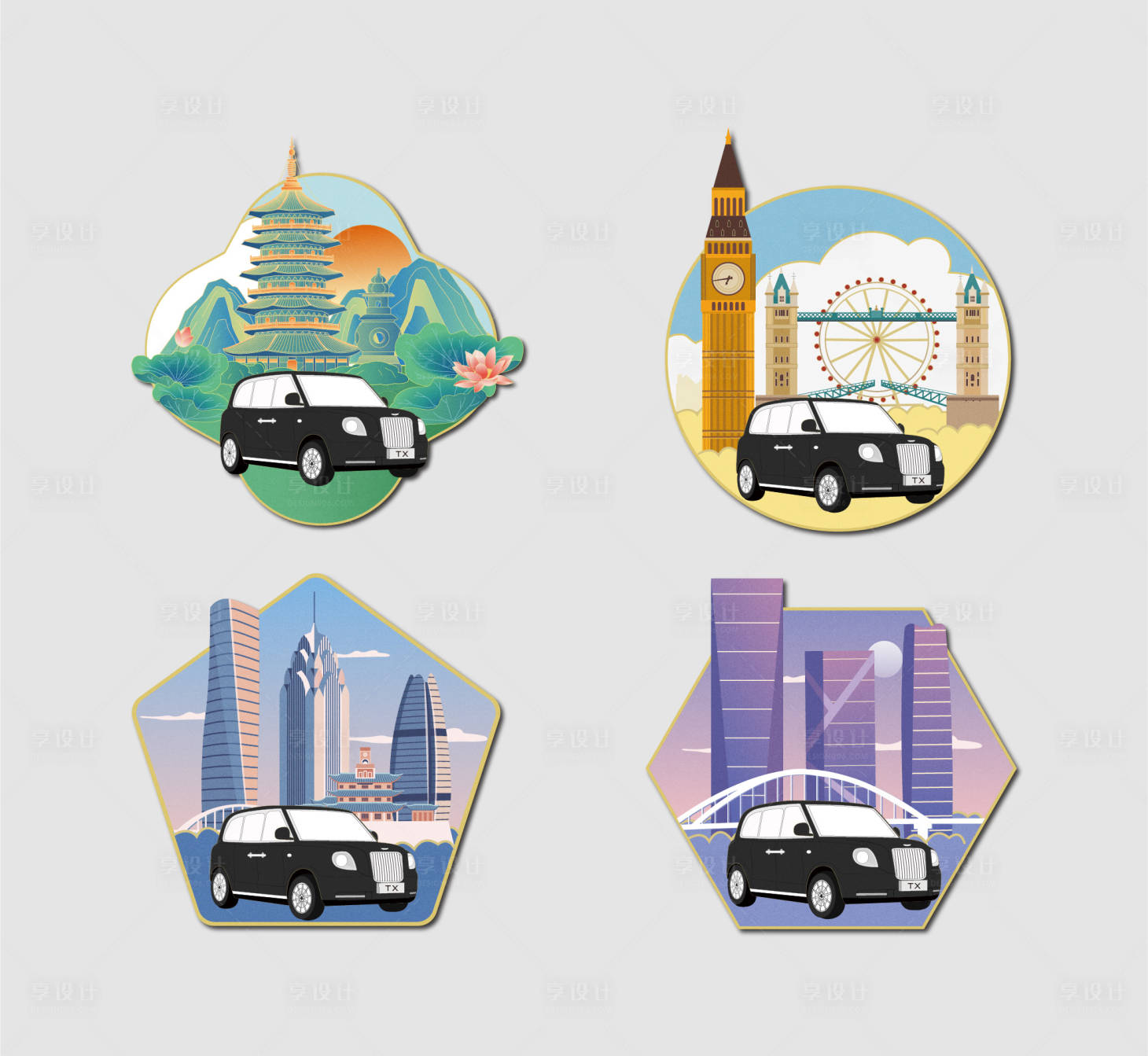源文件下載【享設計】搜索編號：73960020630596815【汽車城市冰箱貼】
