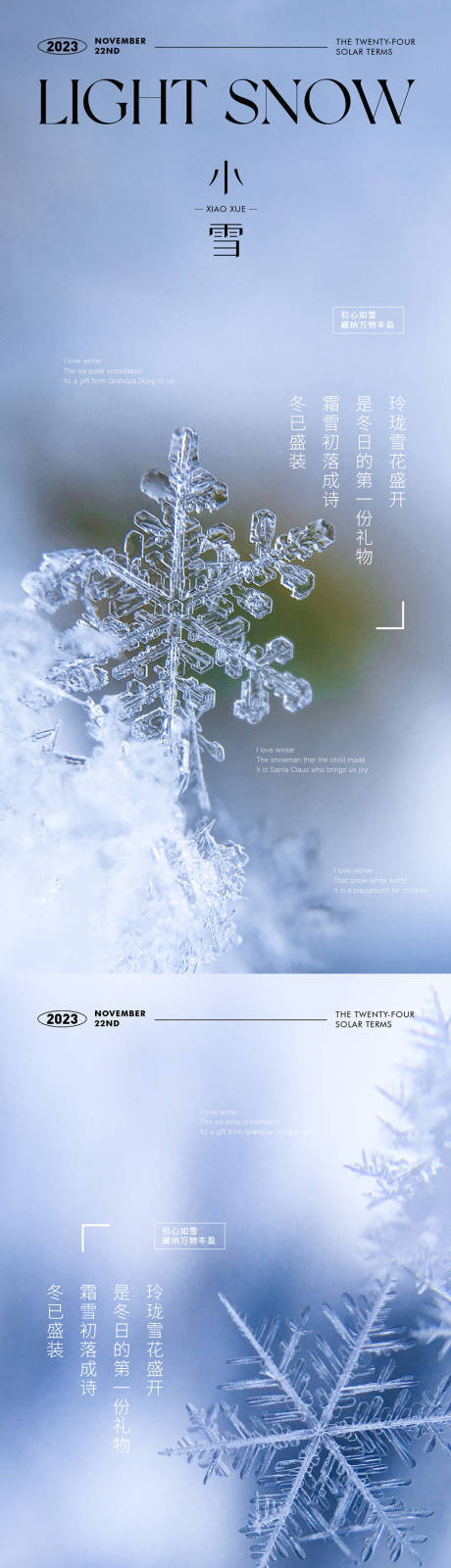 小雪节气质感雪花海报