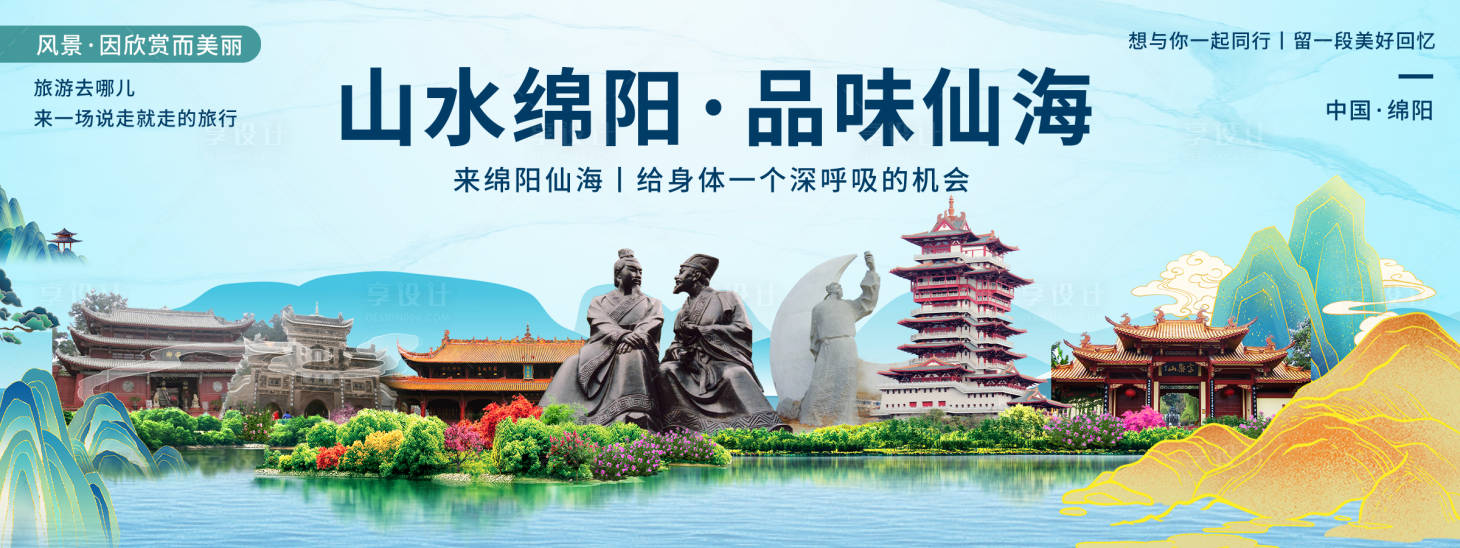 源文件下载【享设计】搜索编号：26000020436338760【绵阳印象城市旅游背景板】