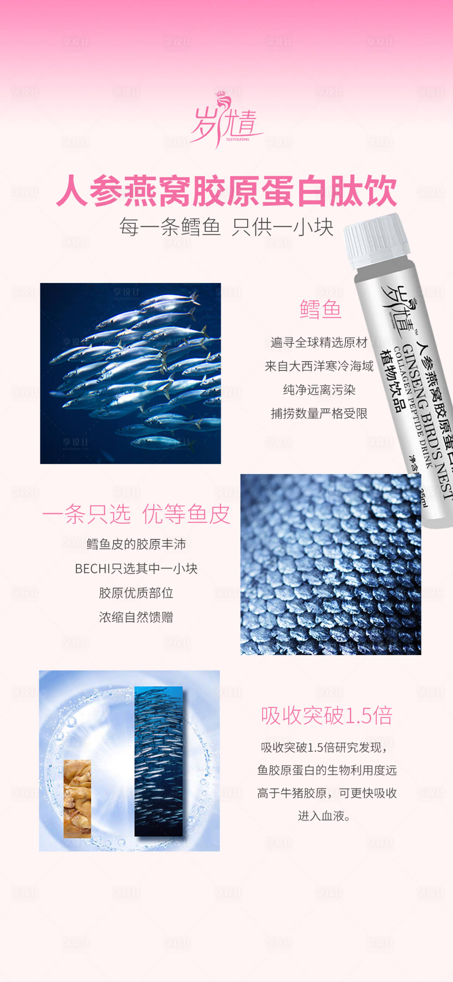 源文件下載【享設計】搜索編號：96450020147802599【護膚膠原蛋白肽產品成分解析科普海報】