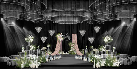 粉色布幔婚礼舞台背景
