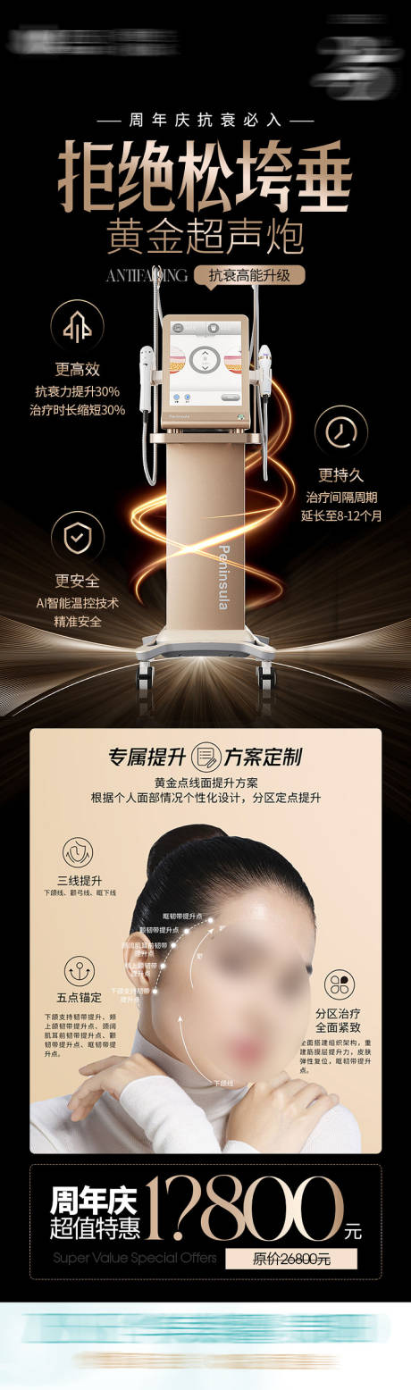 源文件下載【享設計】搜索編號：41540020184364212【黃金超聲炮周年慶政策宣傳海報】