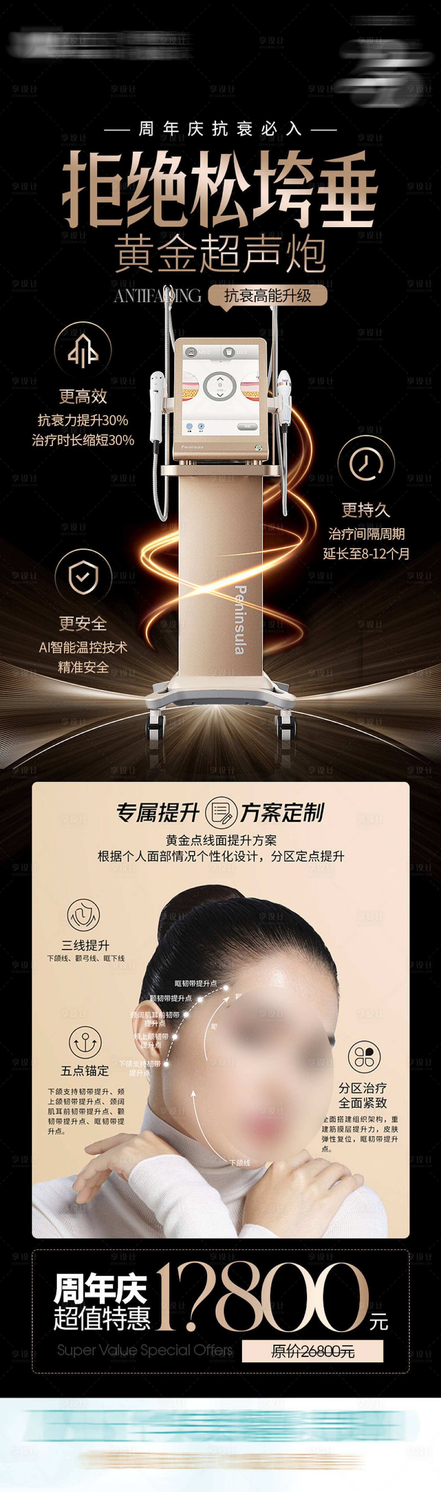源文件下載【享設計】搜索編號：41540020184364212【黃金超聲炮周年慶政策宣傳海報】