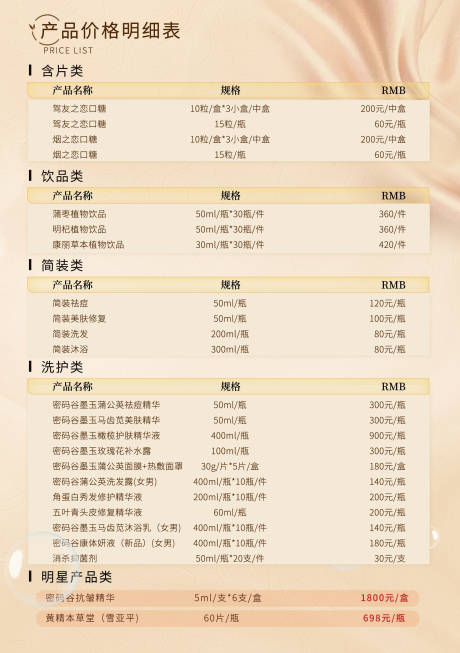 产品价格表海报