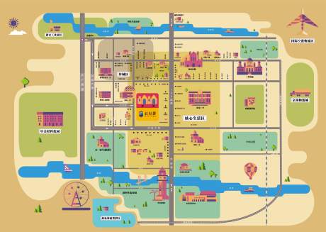 源文件下载【地产卡通区位图设计海报】编号：91520020771529418