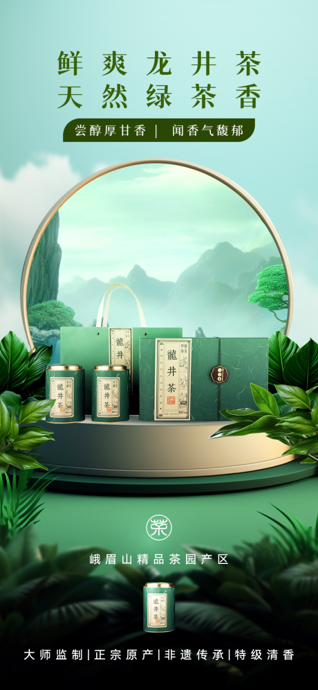 源文件下载【享设计】搜索编号：86510021195577151【茶叶自然合成场景海报】