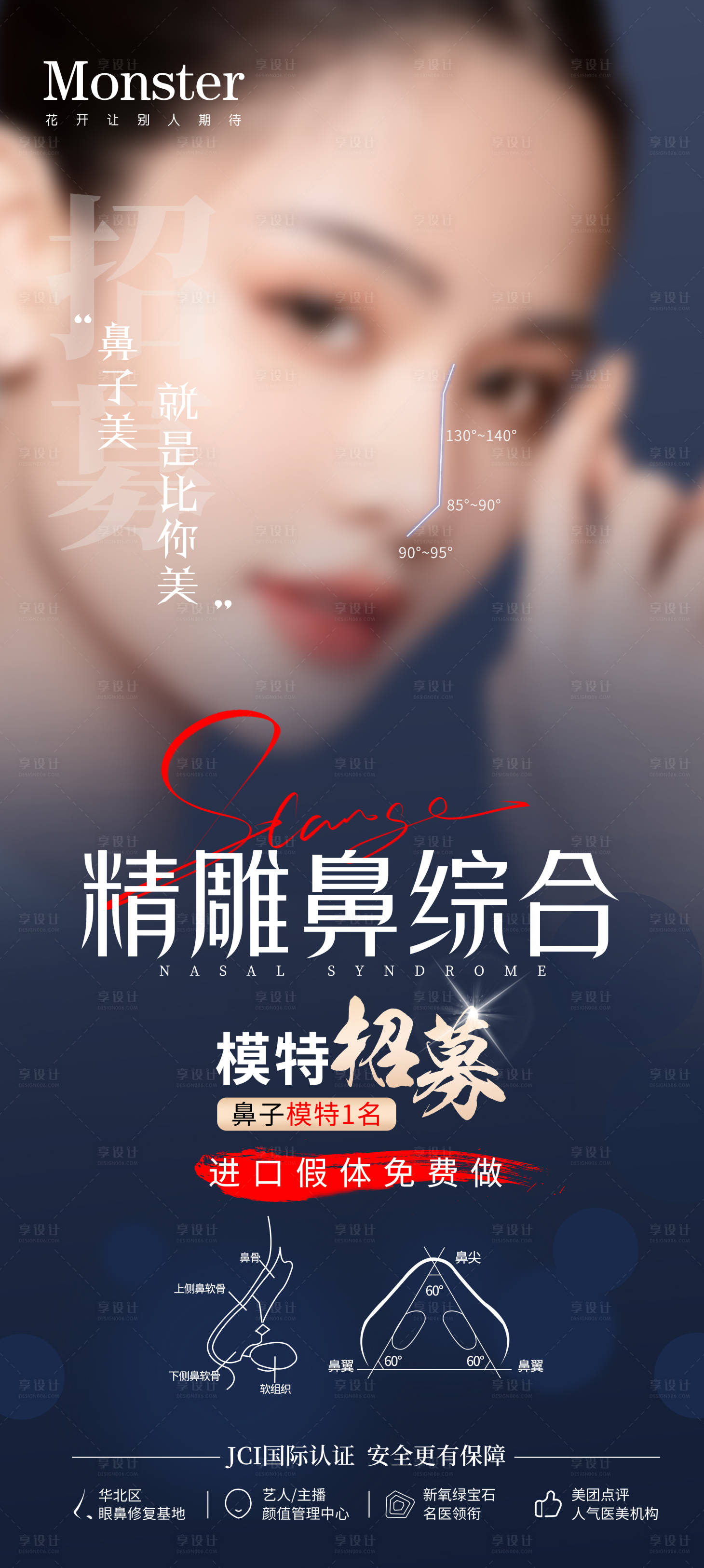 源文件下載【享設計】搜索編號：96080020732434943【醫美整形模特鼻綜合招募海報】