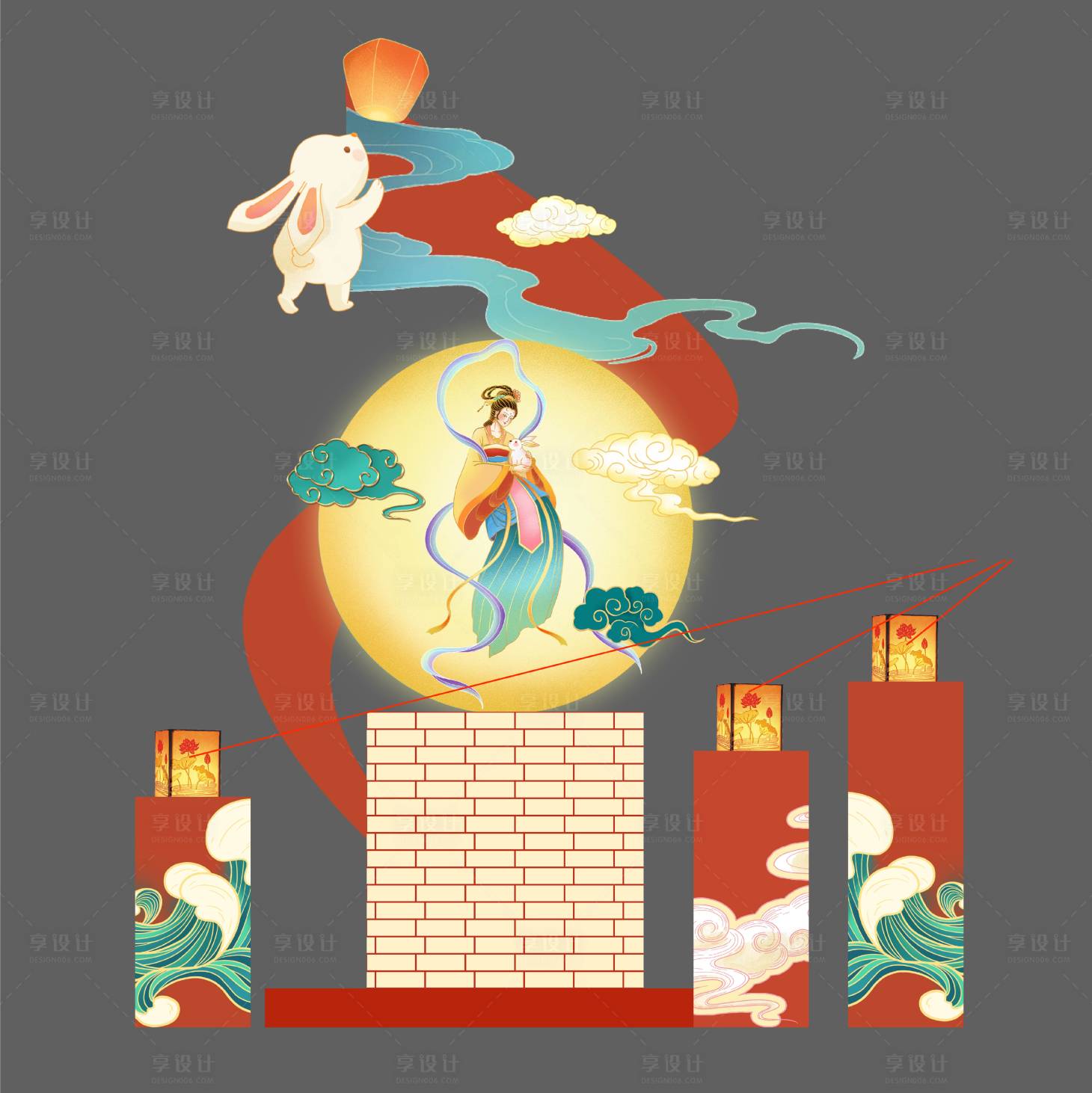 源文件下载【享设计】搜索编号：28840020715959033【中秋打卡装置美陈】