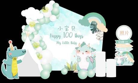 源文件下载【百日宴生日宴派对设计】编号：77410020863448616