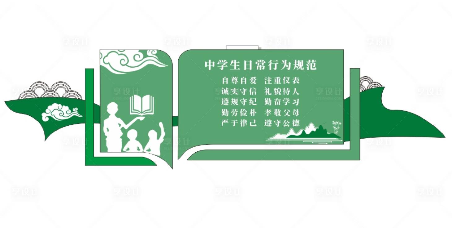 源文件下載【享設計】搜索編號：52190020894511670【中學生日常行為規(guī)范文化墻背景板】