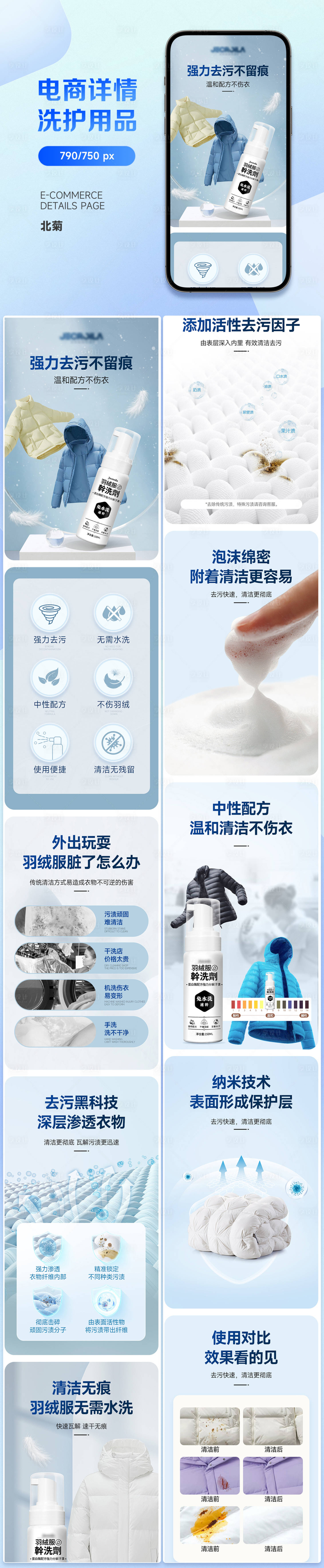 源文件下载【享设计】搜索编号：50440021081377769【洗护类目羽绒服干洗剂电商详情页】