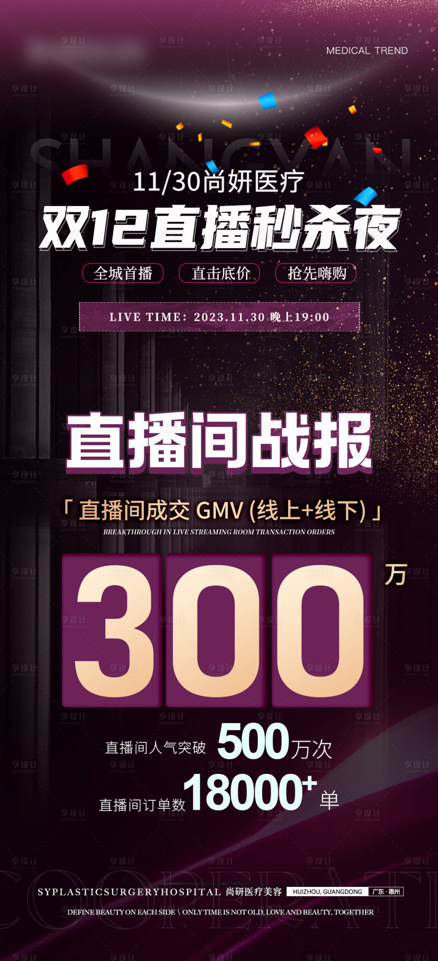 源文件下载【享设计】搜索编号：51340020874717398【医美直播盛典活动战报】