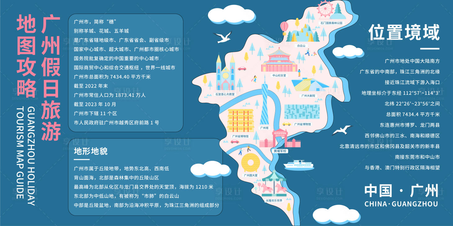 编号：20231218092207751【享设计】源文件下载-广州旅游地图攻略背景板