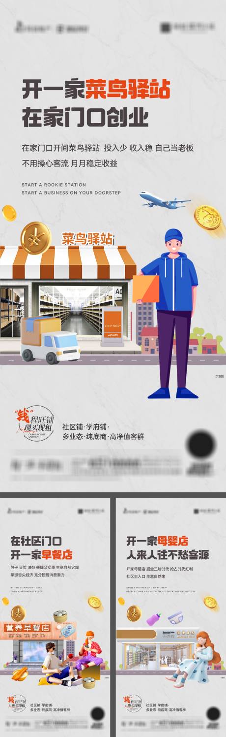 地产多业态商铺价值点系列海报
