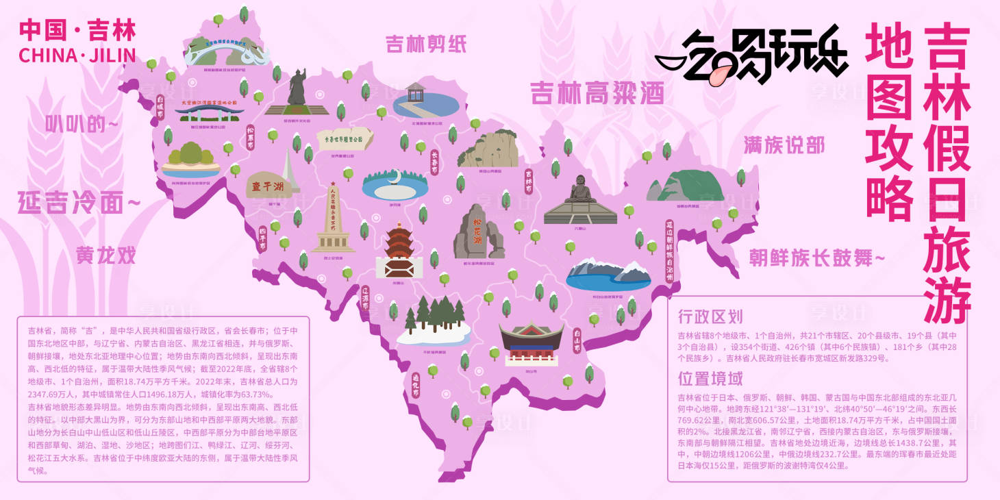 源文件下载【享设计】搜索编号：63970021027101465【吉林假日旅游地图攻略背景板】