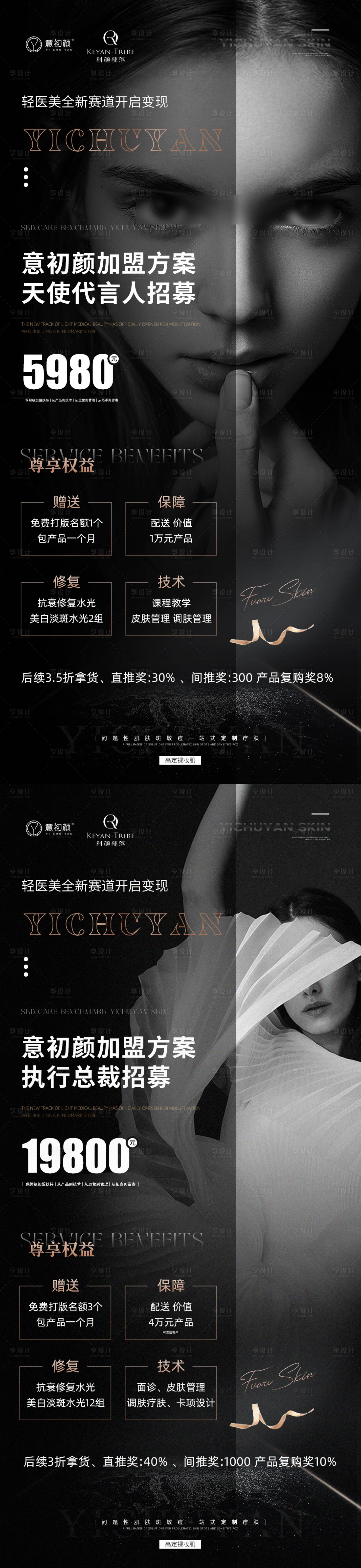 源文件下载【享设计】搜索编号：16350020800413450【医美护肤美容加盟帮扶卡项海报】