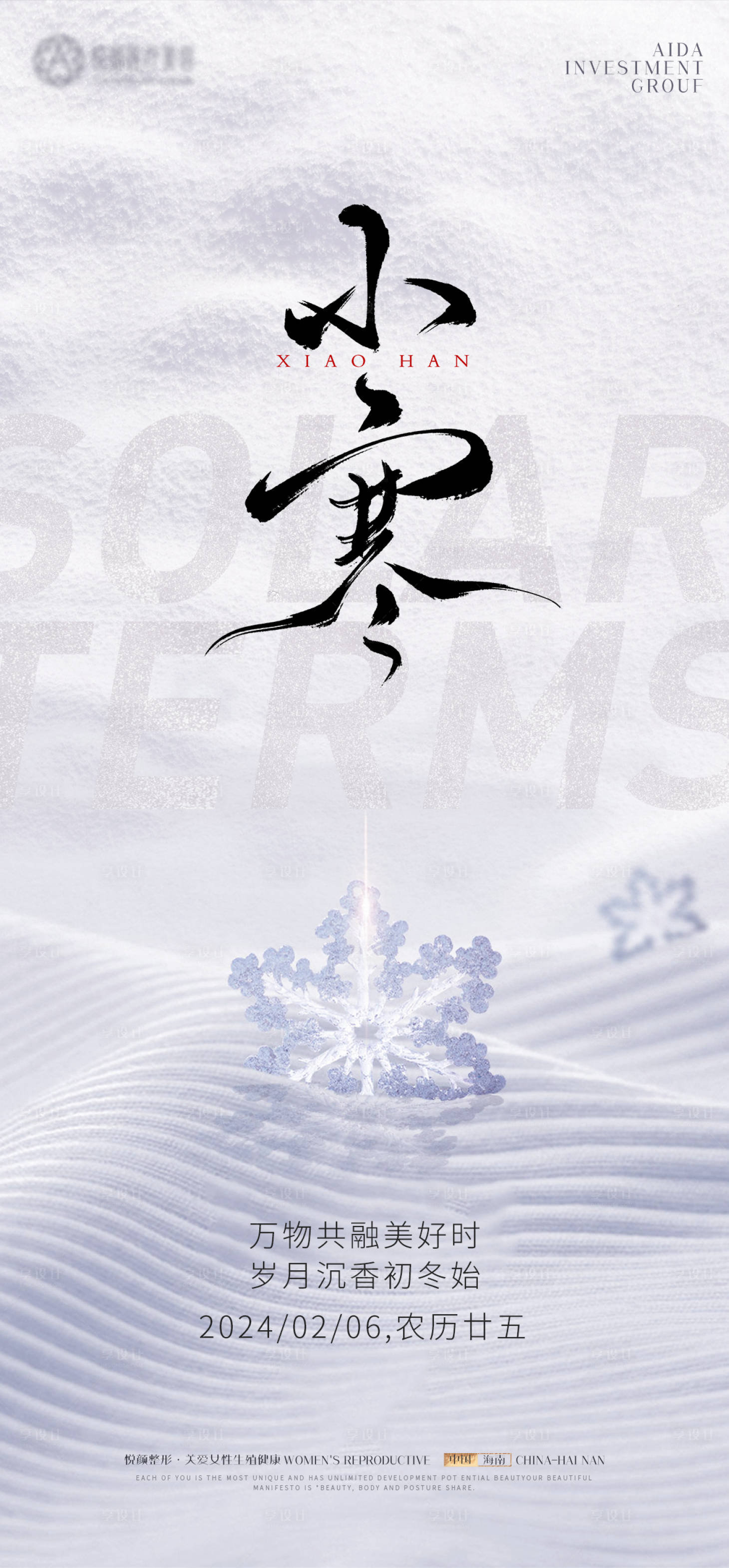 源文件下载【享设计】搜索编号：19820021255956634【医美小寒节气海报】