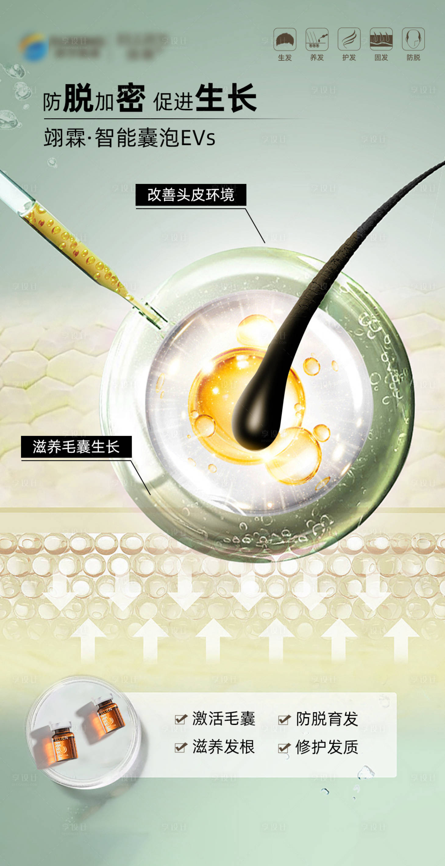 源文件下載【享設(shè)計(jì)】搜索編號(hào)：64190021222424806【毛發(fā)翊霖產(chǎn)品外泌體海報(bào)】