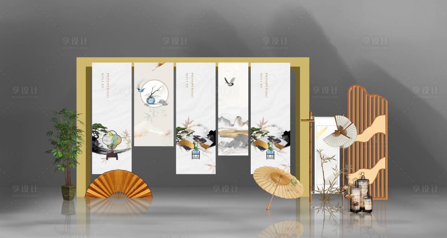源文件下載【享設(shè)計(jì)】搜索編號：47090021015825414【新中式美陳布置】