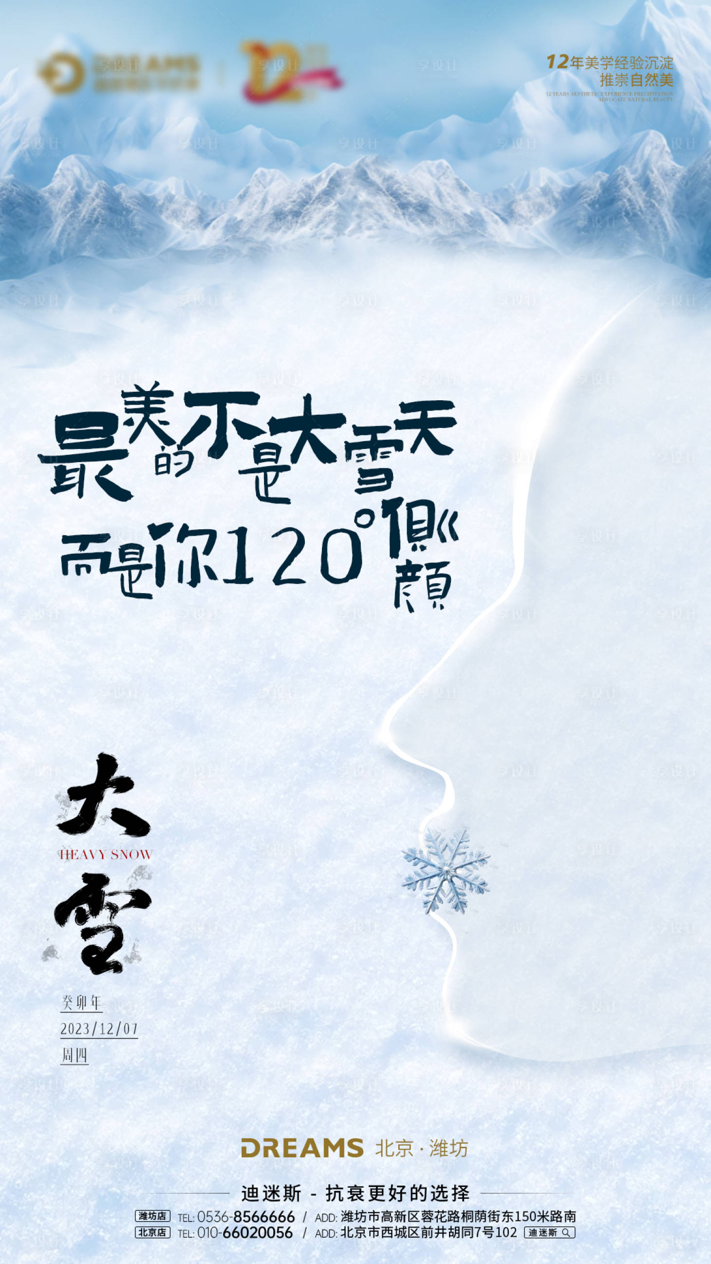 源文件下载【享设计】搜索编号：35980020806297411【医美大雪节气海报】