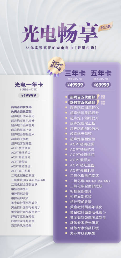 源文件下载【享设计】搜索编号：30130020763558084【医美项目套餐对比海报】
