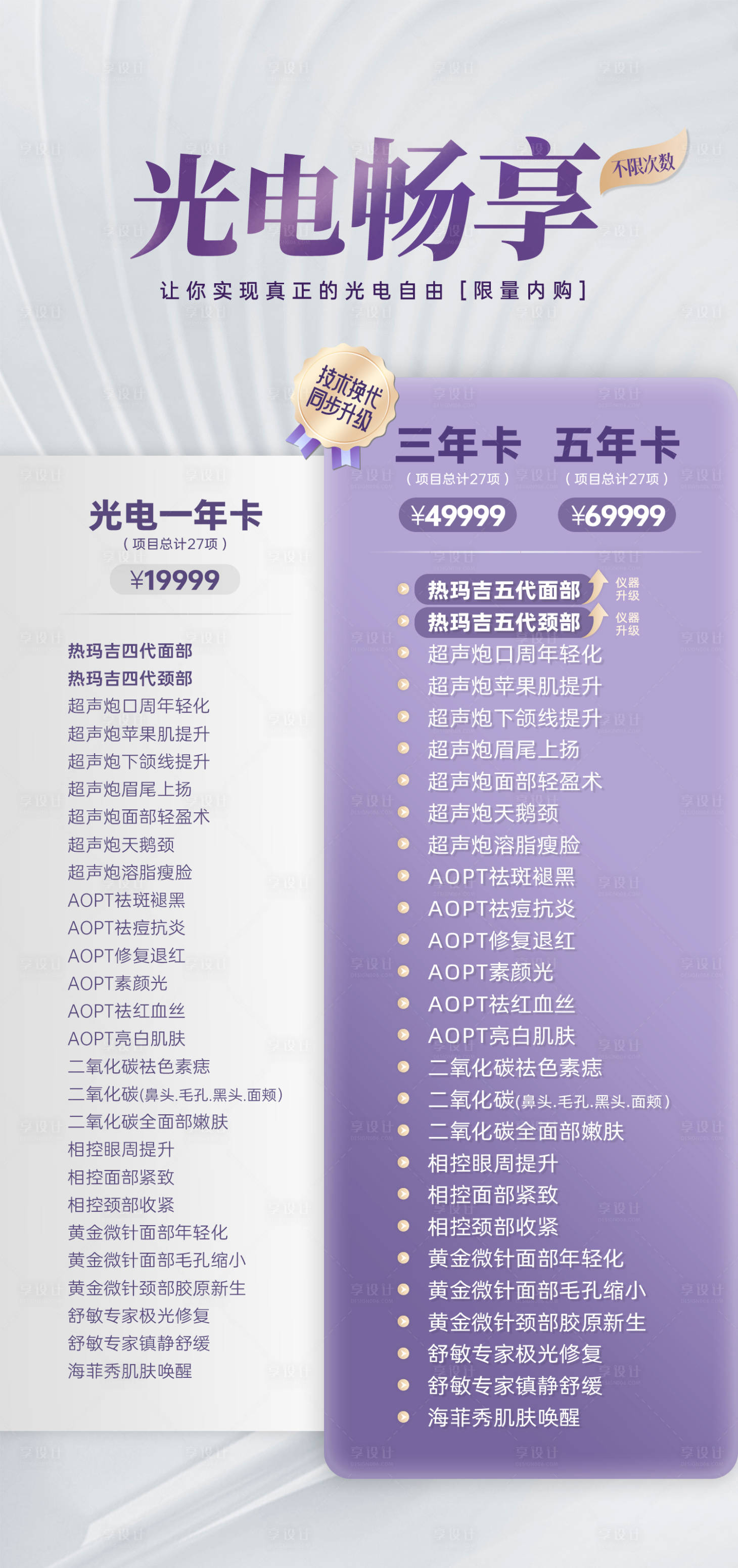 源文件下载【享设计】搜索编号：30130020763558084【医美项目套餐对比海报】