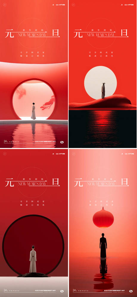 源文件下载【元旦2024年龙年新年中式地产海报】编号：93800021025855008