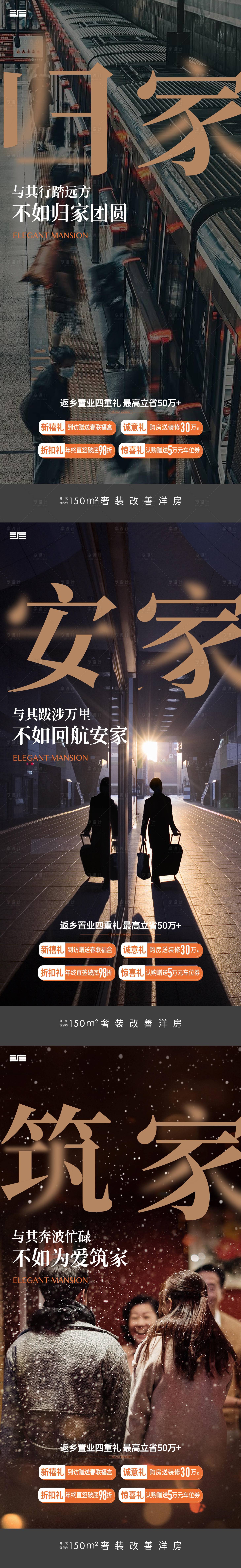源文件下载【地产返乡置业系列海报】编号：78940021166419729