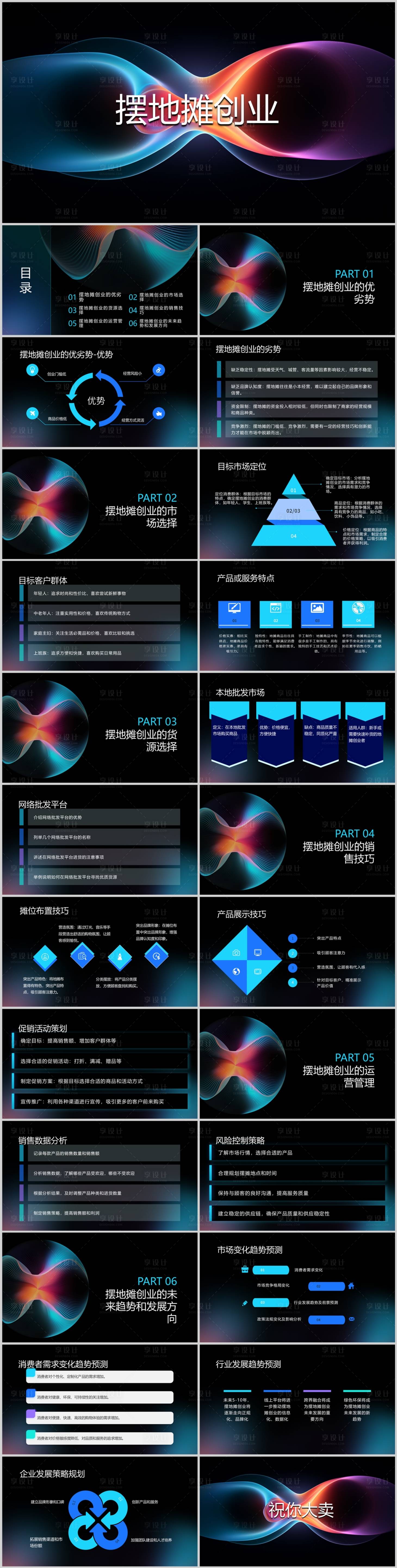 源文件下载【享设计】搜索编号：23470020741366588【摆地摊创业PPT】