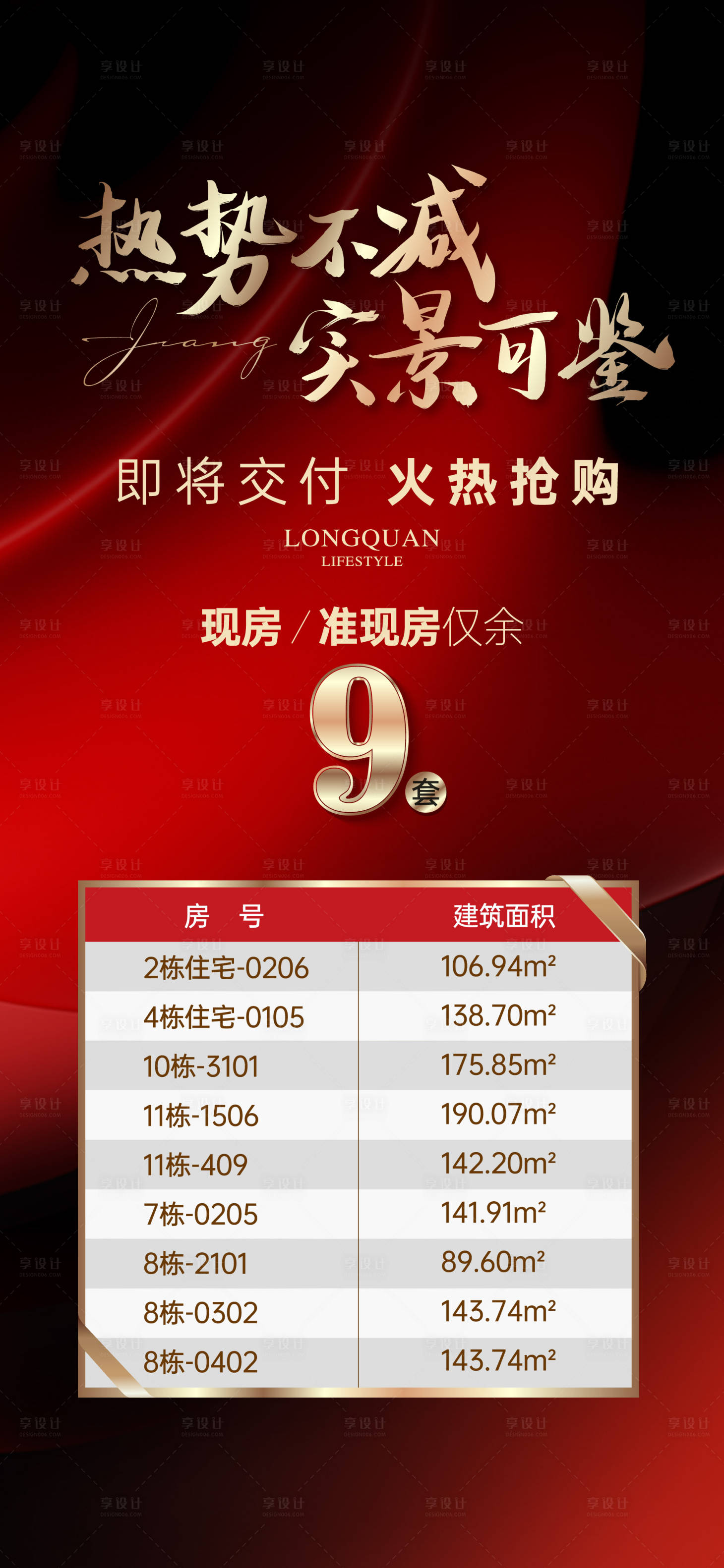 源文件下載【享設計】搜索編號：50300020859327058【地產熱銷紅金海報】