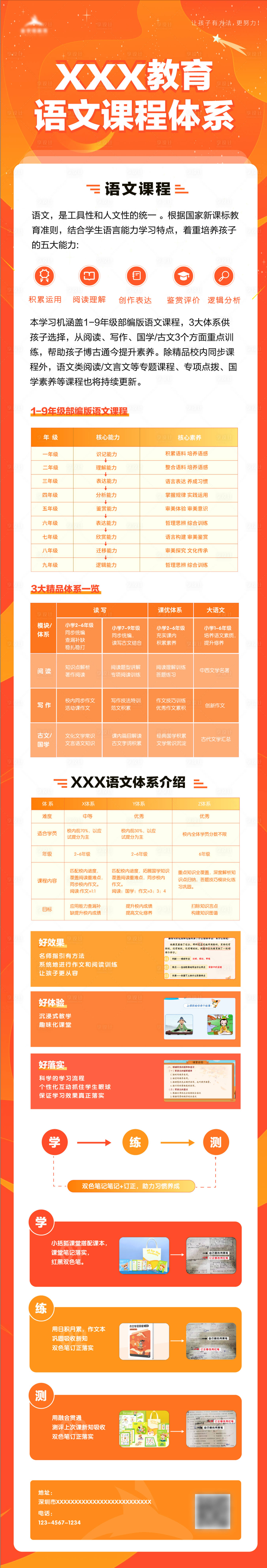 源文件下载【享设计】搜索编号：90130021252178806【教育机构语文课程体系介绍长图海报】