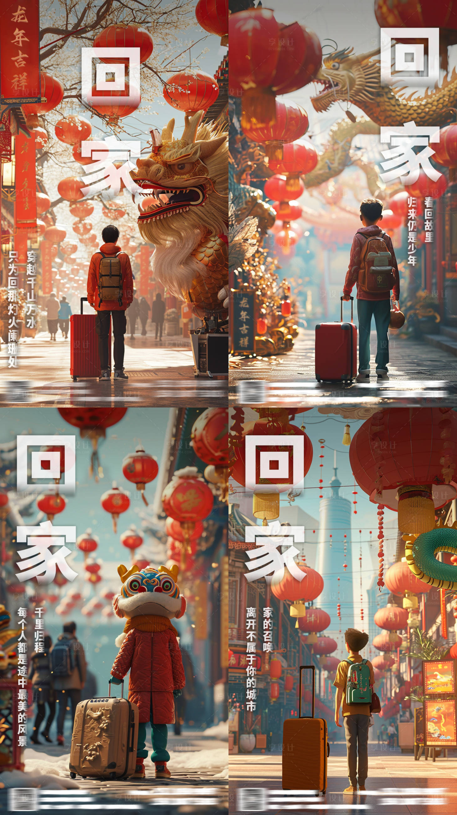 源文件下载【享设计】搜索编号：13820021237592367【春节回家系列海报】