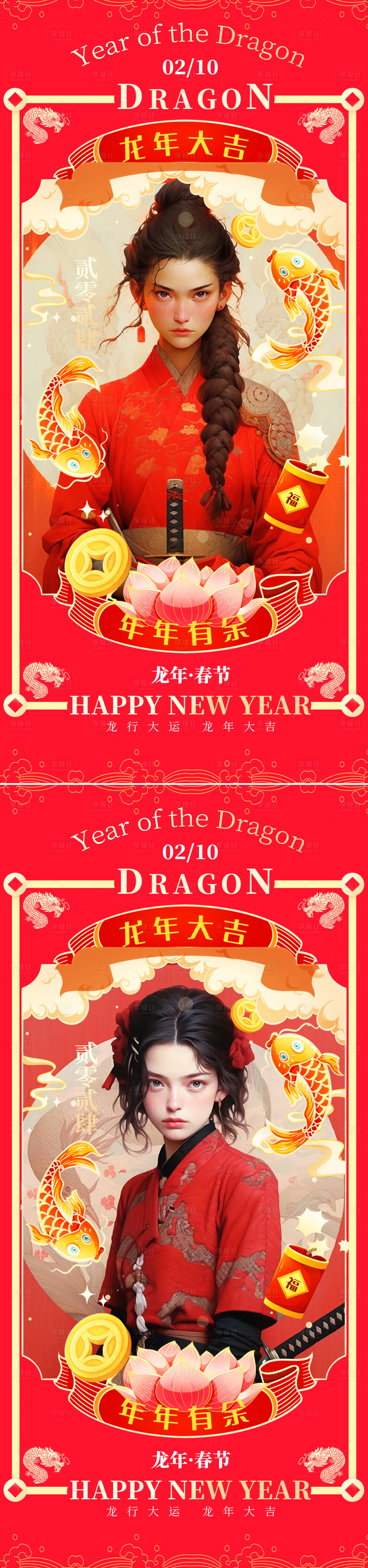 源文件下載【享設計】搜索編號：57750021134371466【龍年新年海報】