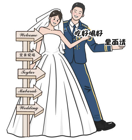 源文件下载【婚礼手绘人形立牌】编号：20231216101422302