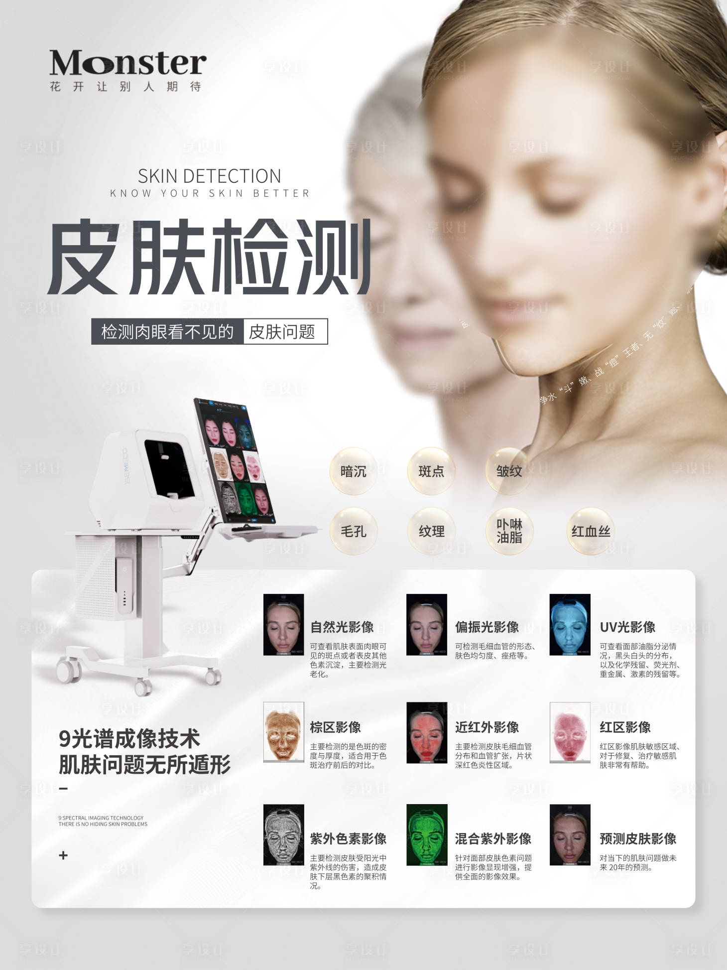 源文件下载【享设计】搜索编号：23920020834783186【医美皮肤检测仪海报】
