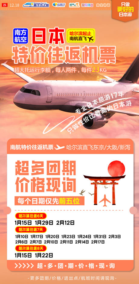 编号：20231221172030379【享设计】源文件下载-日本机票特价广告海报