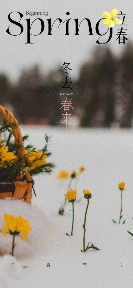 源文件下載【立春簡約花朵海報】編號：62030021456322620