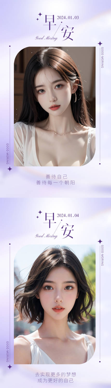 源文件下载【享设计】搜索编号：85560021259953351【医美早安图AI美女海报】