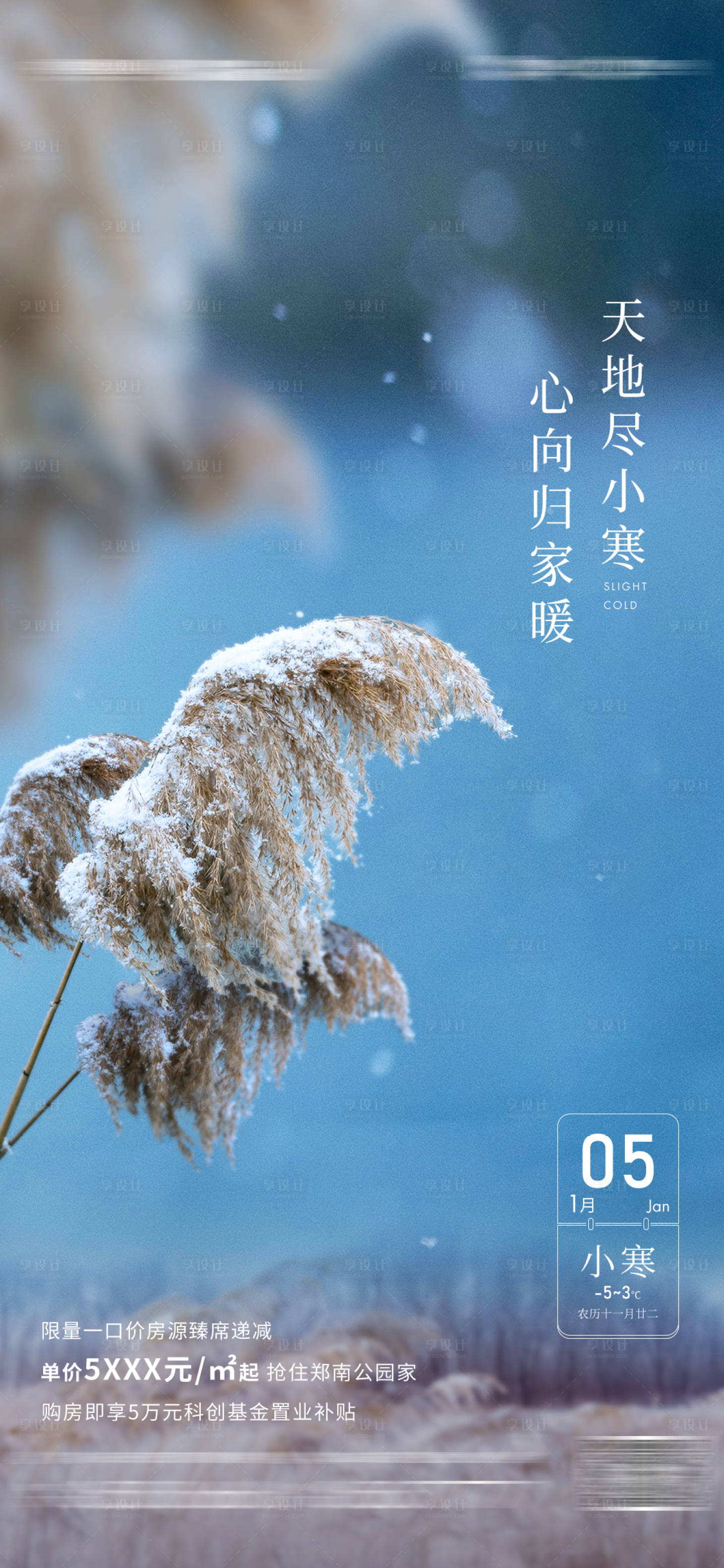 源文件下载【享设计】搜索编号：29940021330241435【小寒海报】