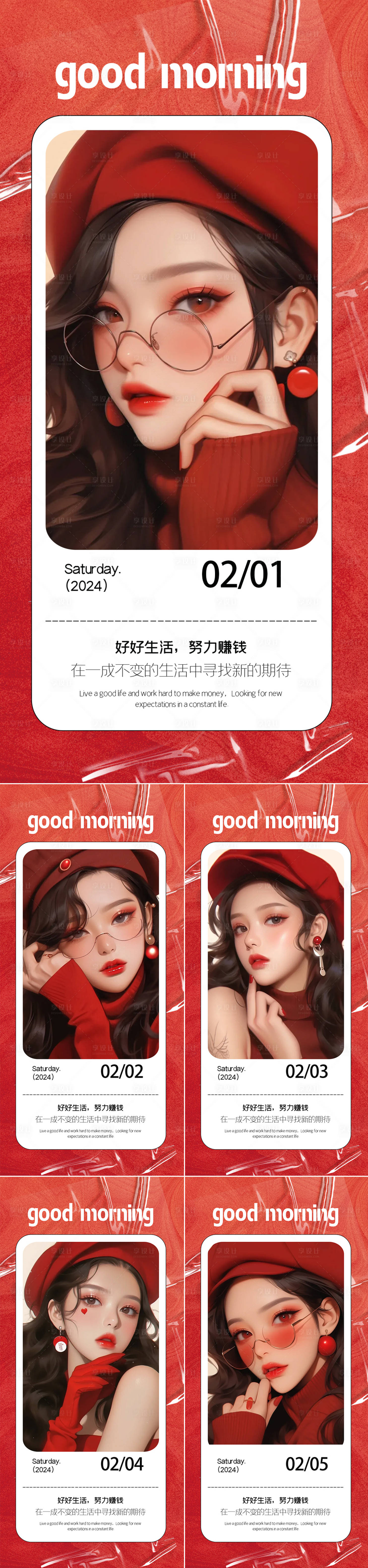 源文件下载【医美新年早安图系列海报】编号：78240021549568485