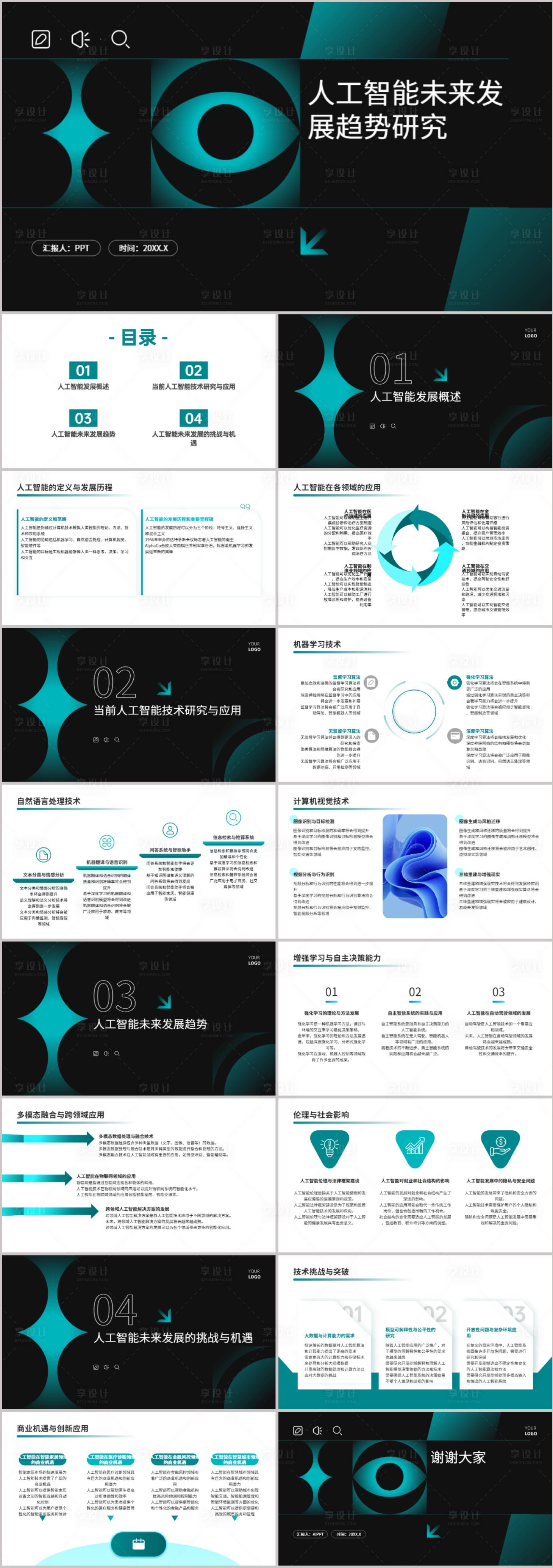 源文件下載【享設計】搜索編號：22190021612378421【人工智能未來發展趨勢研究PPT】