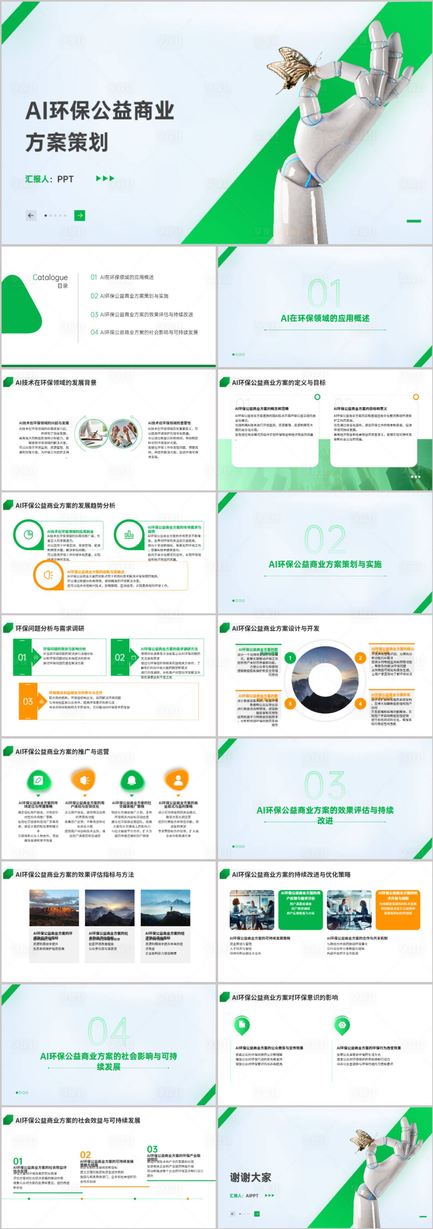 源文件下载【AI环保公益商业方案策划PPT】编号：18180021649827269